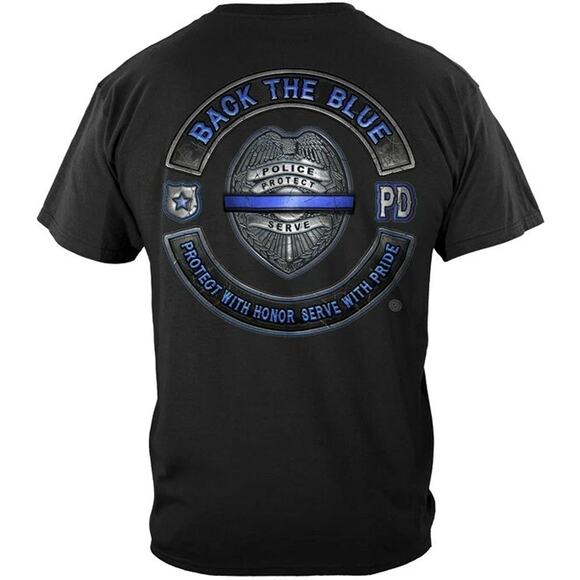 Back The Blue T Shirt Police Officer USA Protect With Honor Serve With Pride - Picture 1 of 2